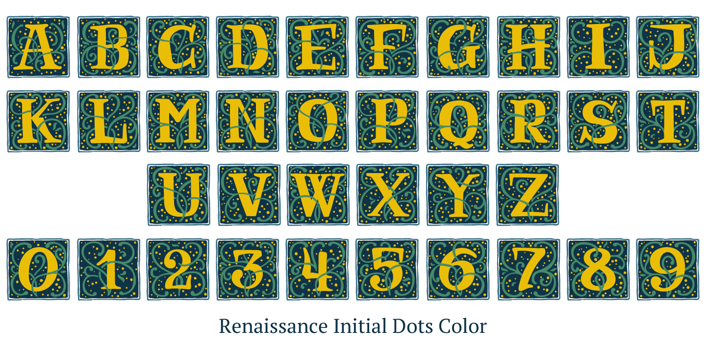 Пример шрифта Renaissance Initial Dots Black